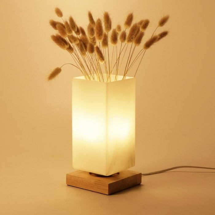 Nordic Wooden Kids' Table Lamp with Frosted Glass Remote Control Built-in Battery  Night Lamp