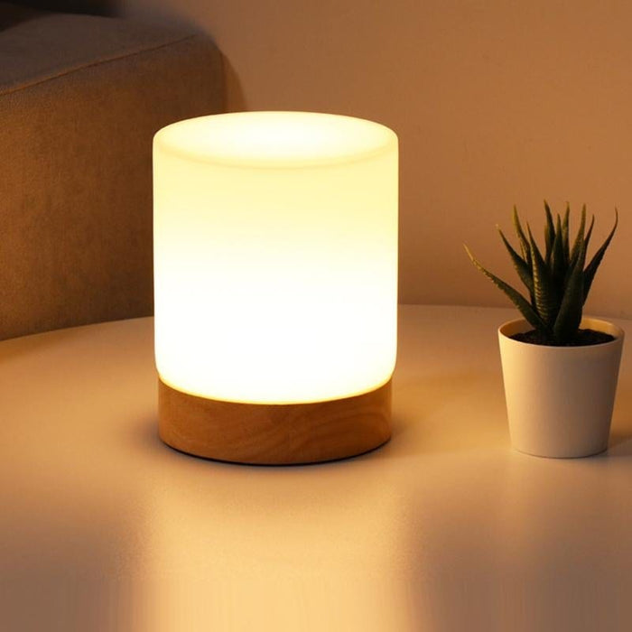 Mini Glass Cylinder Table Lamps Touch-open 360 Lighting Reading Night Light