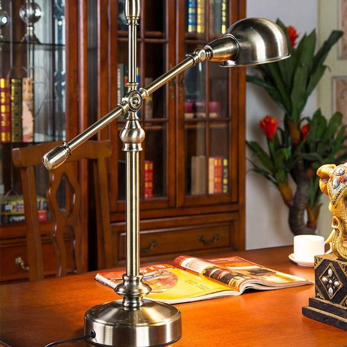 Metallic Dome Shade Desk Light 1 Head Adjustable Arm Table Lamp