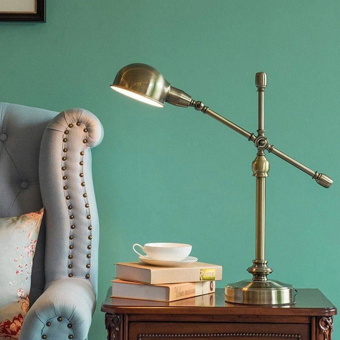 Metallic Dome Shade Desk Light 1 Head Adjustable Arm Table Lamp