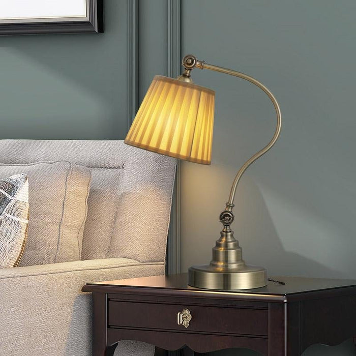 Industrial Empire Shaped Task Light 1 Head Metal Table Lamp with Curved Arm