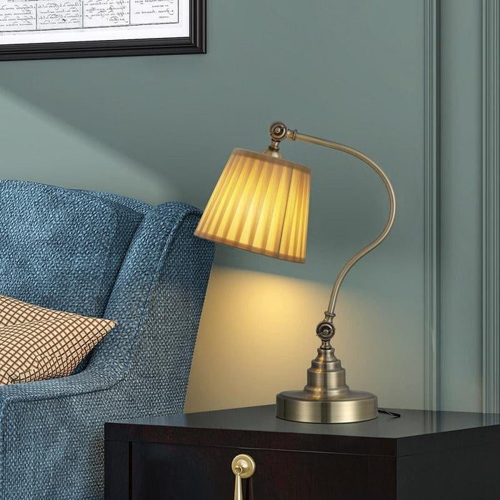 Industrial Empire Shaped Task Light 1 Head Metal Table Lamp with Curved Arm