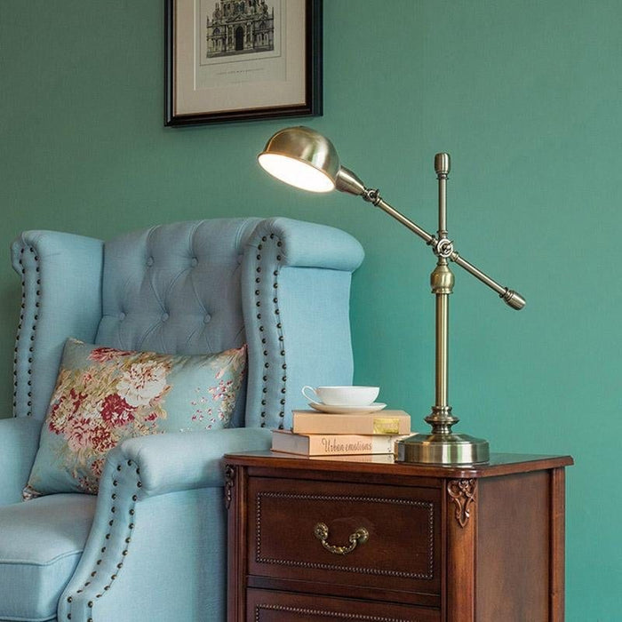 Metallic Dome Shade Desk Light 1 Head Adjustable Arm Table Lamp