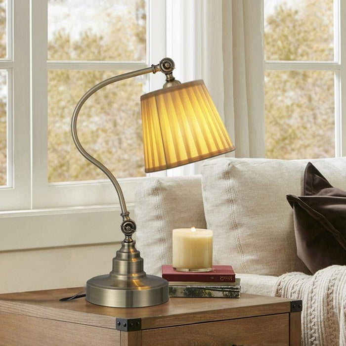 Industrial Empire Shaped Task Light 1 Head Metal Table Lamp with Curved Arm