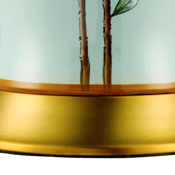 23'' Antique Porcelain Table Lamp in Pale Green with Birds and Branches