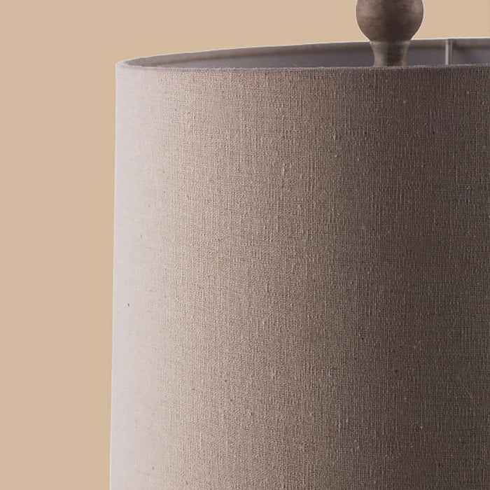 Rustic 1 Head Rope Column Table Lamp Beige Nightstand Light with Drum Shade