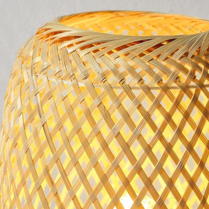 Rattan Bamboo Table Lamps with wood base. E27/E26 LED Natural Woven Bedside Desk NightLight