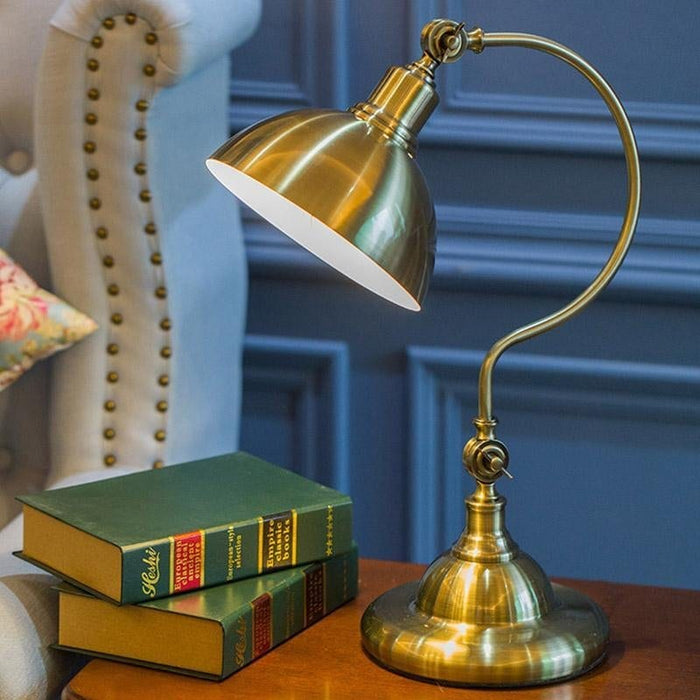 20'' Antique Metallic Adjustable Dome Shade LED Gooseneck Arm Task Lamp