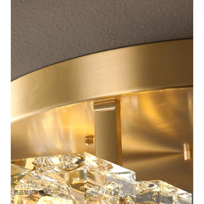6 Light Unique Crystal Brass Flush Mount Light LED Ceiling Light