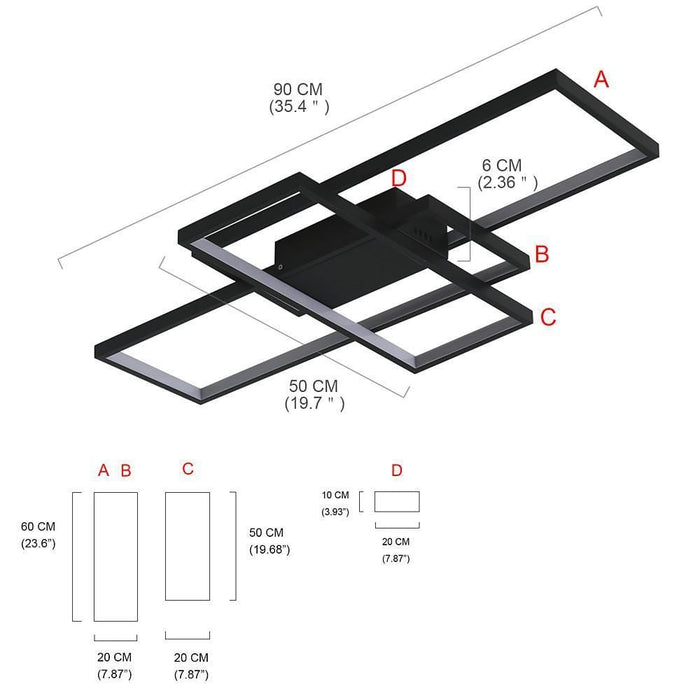 Display Of Rectangles Abstract LED Flush Mount Ceiling Lights for Bedroom
