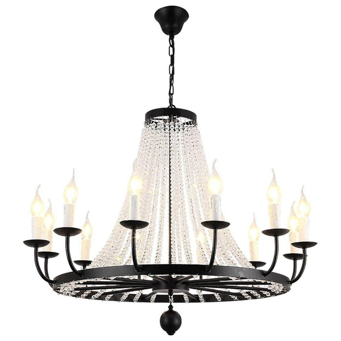 Empire Wagon Wheel Chandelier - 8/10/12 Candle Lights.  20'' Adjustable Chain. Crystal Accents