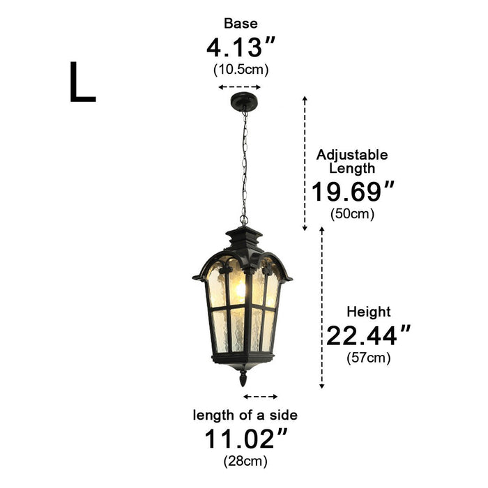 Outdoor LED Lantern Pendant Light - Rustic Cross Design, Ancient Rome Inspired, Waterproof