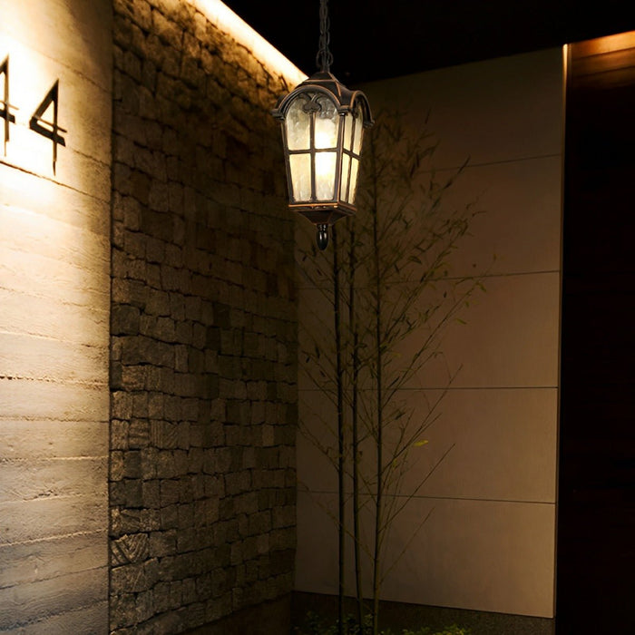 Outdoor LED Lantern Pendant Light - Rustic Cross Design, Ancient Rome Inspired, Waterproof