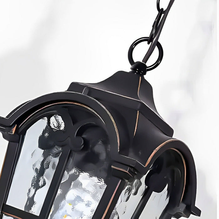 Outdoor LED Lantern Pendant Light - Rustic Cross Design, Ancient Rome Inspired, Waterproof