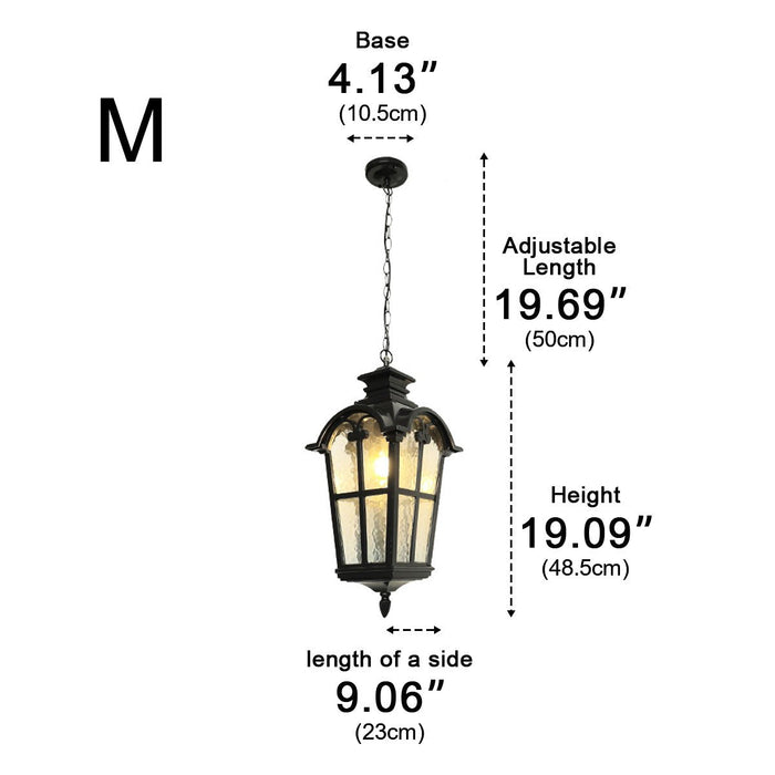 Outdoor LED Lantern Pendant Light - Rustic Cross Design, Ancient Rome Inspired, Waterproof