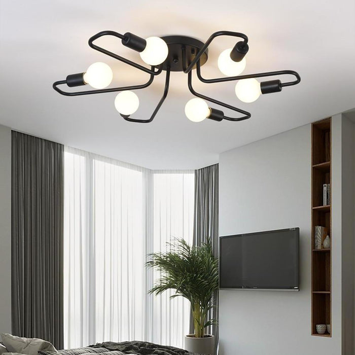 Linear Metal Flower Shaped LED Modern Flush Mount Lighting Ceiling Lights