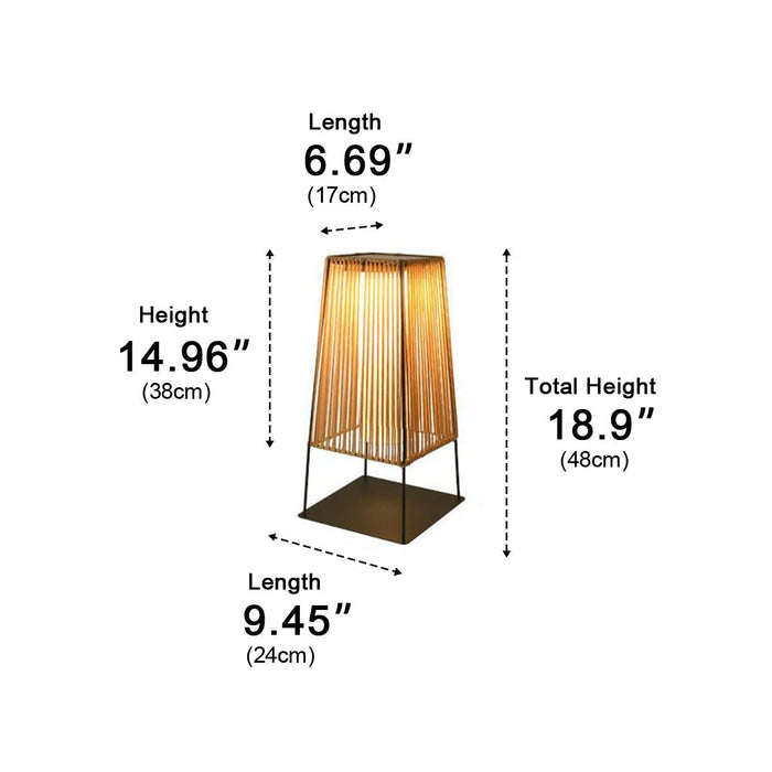 Rattan LED Outdoor Floor Lamp Lantern - Solar/Hardwired, Waterproof, Modern Style