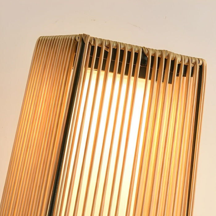 Rattan LED Outdoor Floor Lamp Lantern - Solar/Hardwired, Waterproof, Modern Style