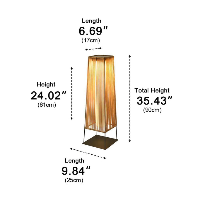Rattan LED Outdoor Floor Lamp Lantern - Solar/Hardwired, Waterproof, Modern Style
