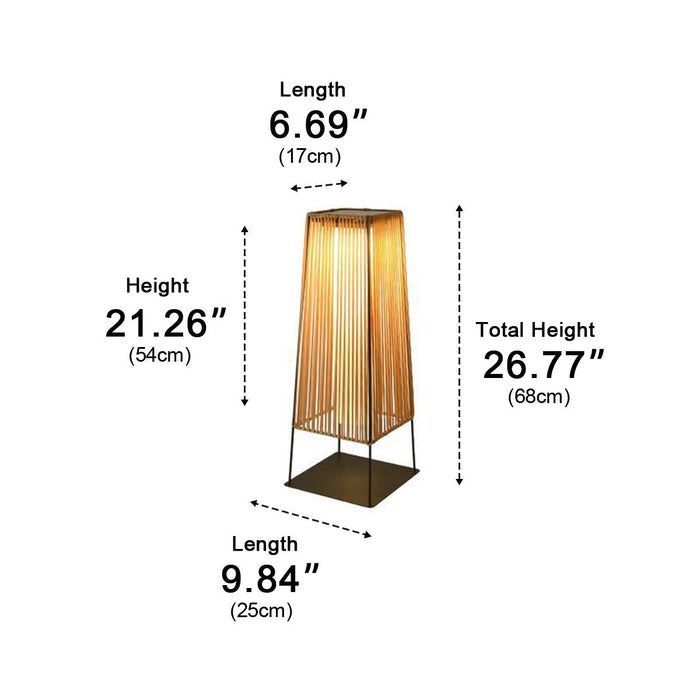 Rattan LED Outdoor Floor Lamp Lantern - Solar/Hardwired, Waterproof, Modern Style