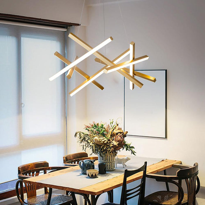 Modern LED Sputnik Stick Chandelier White Kitchen Dining Room Lighting