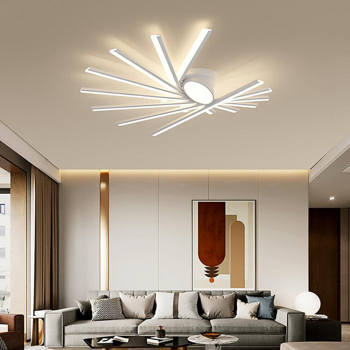 Creative Linear Oval Sticks LED White Modern Flush Mount Ceiling Light