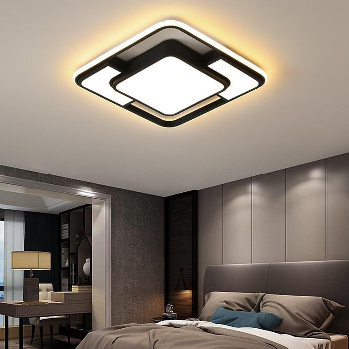 Overlapping Squares Metal Flush Mounted Lights Geometrical LED Ceiling Light