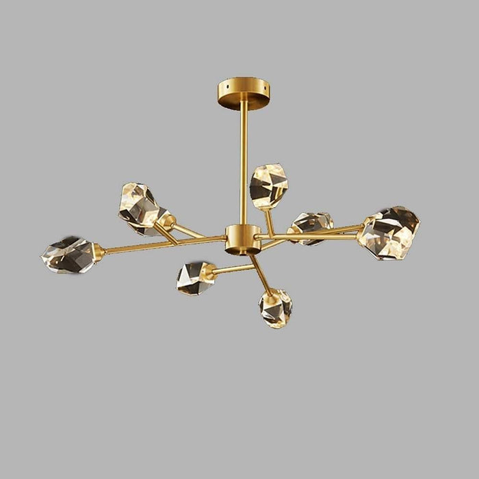 9-Light Electroplated Metal Crystal LED Gold Nordic Sputnik Chandelier