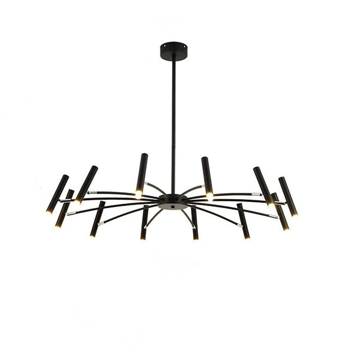 Linear Sputnik Chandelier - Black Metal.  12 Light. Modern Hanging Lights