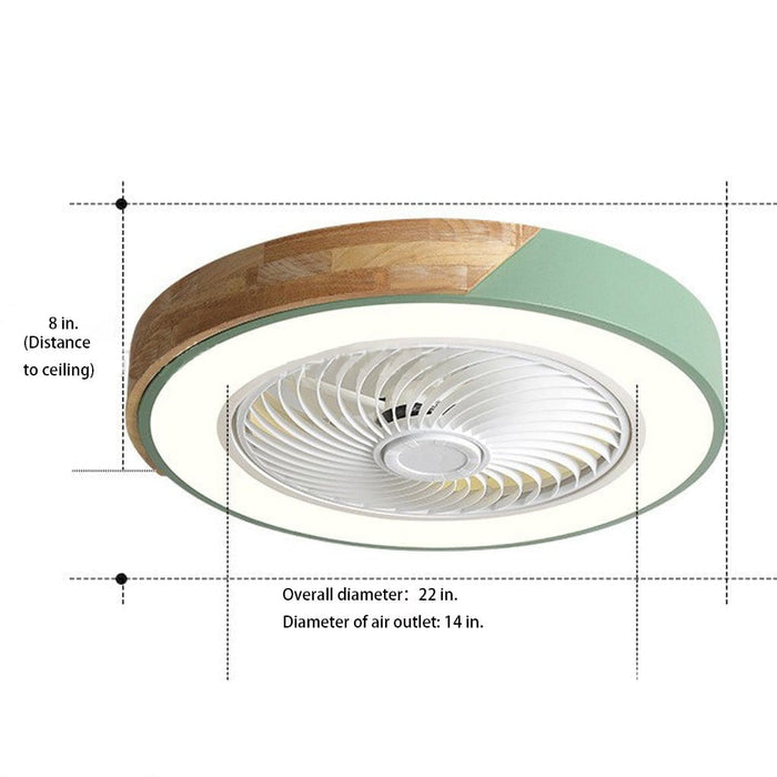 Round Square Integrated LED Bladeless Ceiling Fan Light with Remote Control
