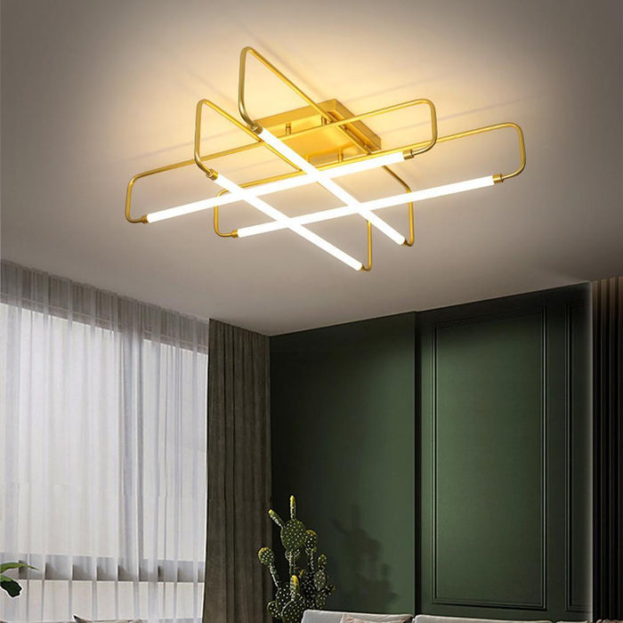 Geometric Lantern Dimmable LED Modern Ceiling Lights Flush Mount Lighting
