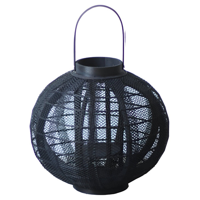 Black Handmade Wood LED Candle Lantern Floor Lamp - Rustic Nordic Style, Indoor/Outdoor Decor