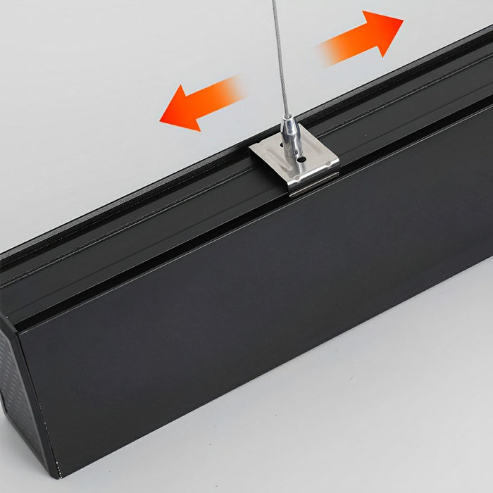Linear LED Pendant Light - Black, Modern Minimalist - Office, Commercial Ceiling Strip Fixture