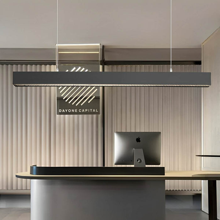 Linear LED Pendant Light - Black, Modern Minimalist - Office, Commercial Ceiling Strip Fixture