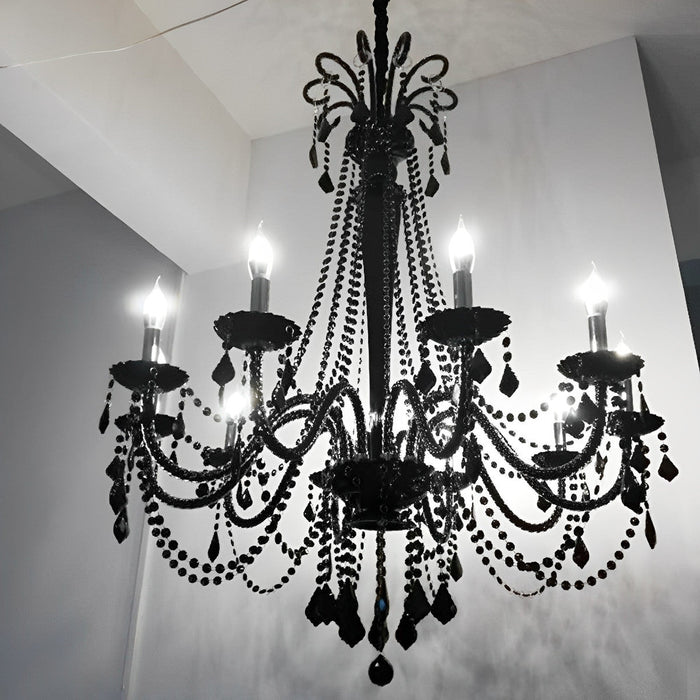 Black Palace Candle Crystal Chandelier - Rustic Modern Pendant Light, European Style