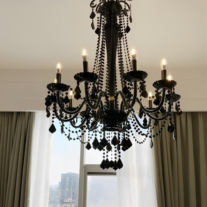 Black Palace Candle Crystal Chandelier - Rustic Modern Pendant Light, European Style