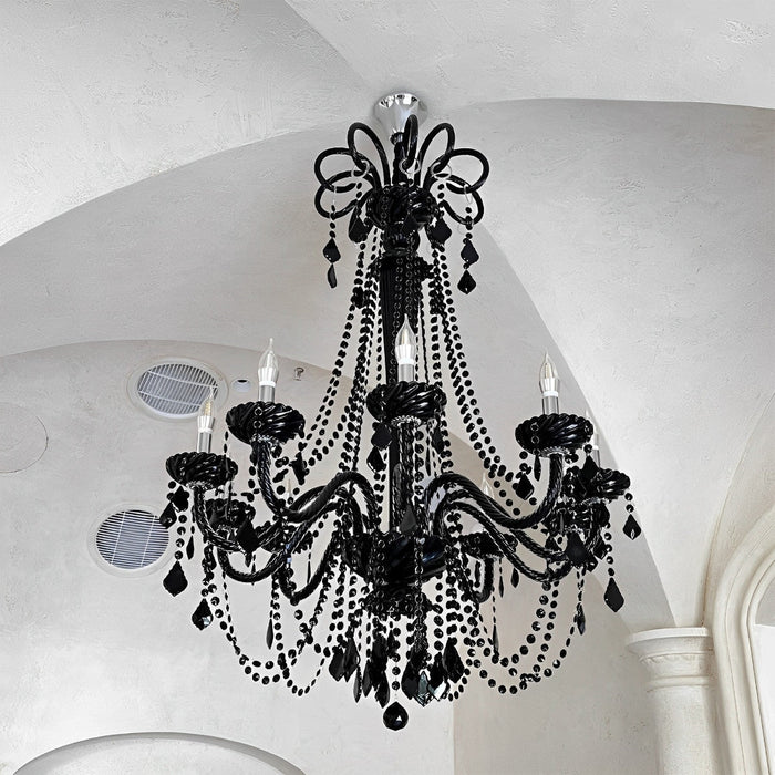Black Palace Candle Crystal Chandelier - Rustic Modern Pendant Light, European Style