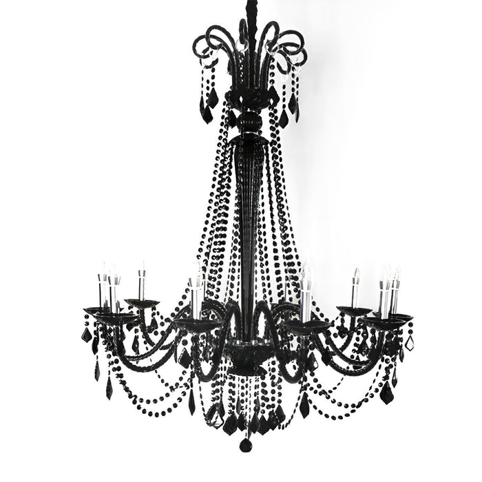 Black Palace Candle Crystal Chandelier - Rustic Modern Pendant Light, European Style