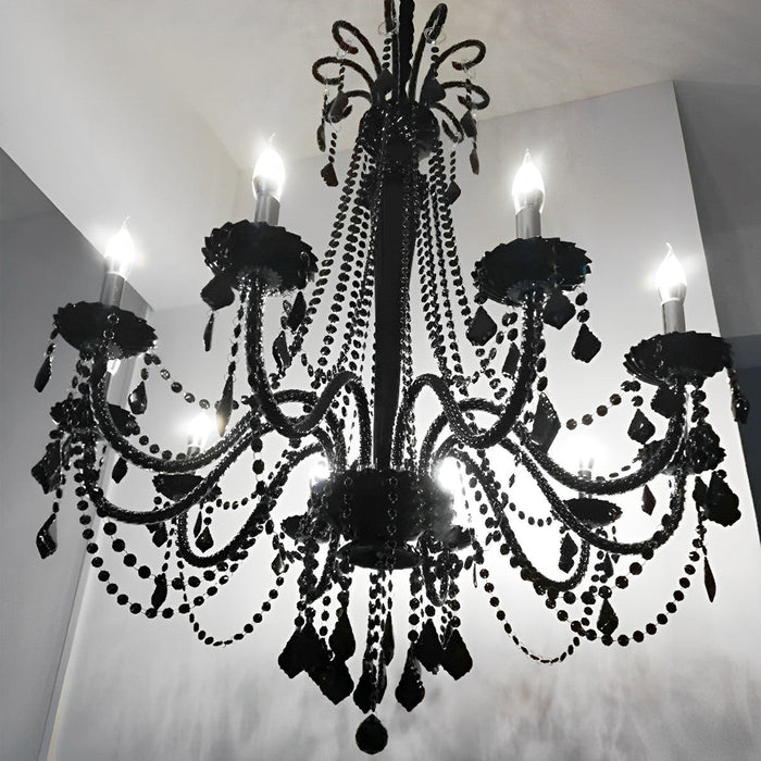 Black Palace Candle Crystal Chandelier - Rustic Modern Pendant Light, European Style