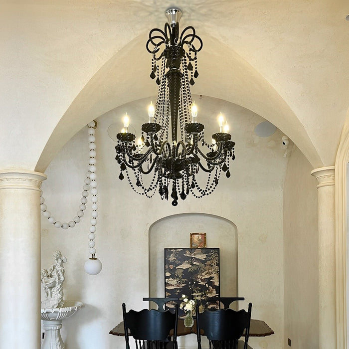Black Palace Candle Crystal Chandelier - Rustic Modern Pendant Light, European Style
