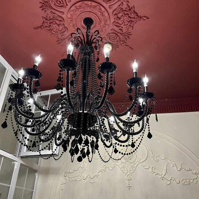 Black Palace Candle Crystal Chandelier - Rustic Modern Pendant Light, European Style