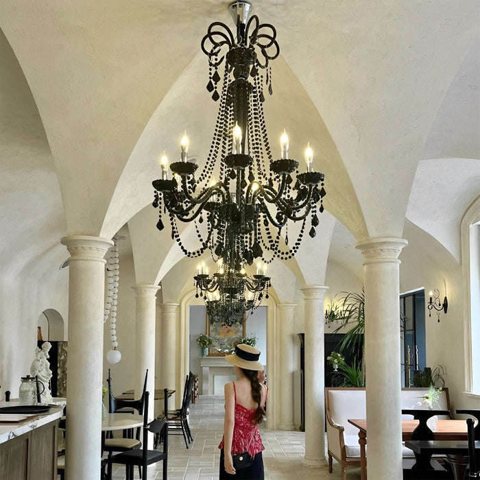 Black Palace Candle Crystal Chandelier - Rustic Modern Pendant Light, European Style