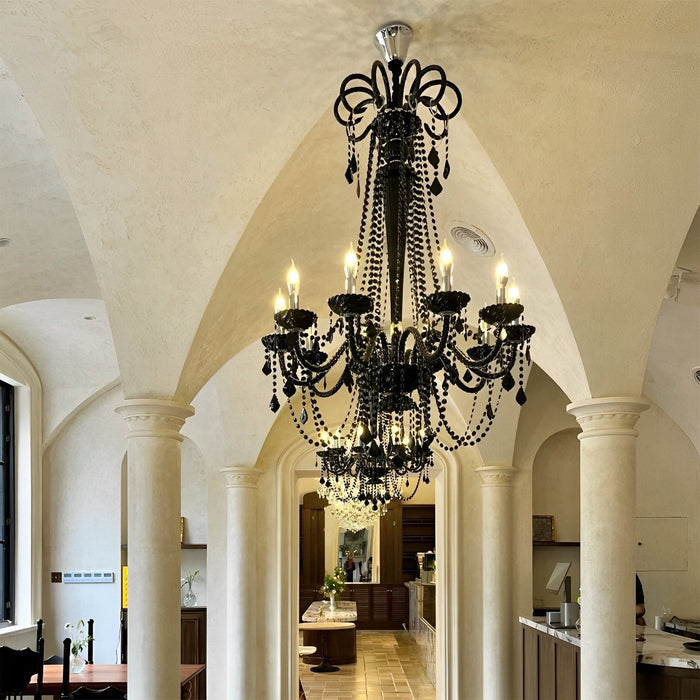 Black Palace Candle Crystal Chandelier - Rustic Modern Pendant Light, European Style