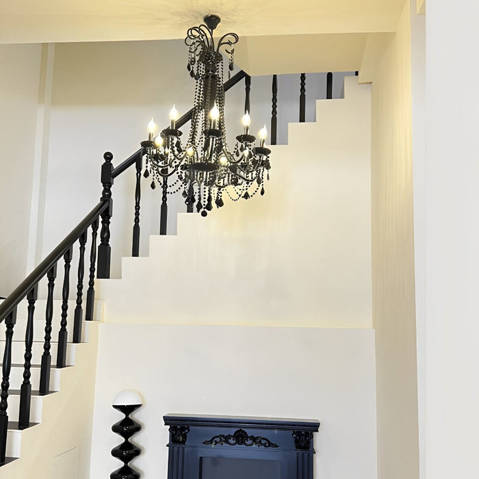 Black Palace Candle Crystal Chandelier - Rustic Modern Pendant Light, European Style