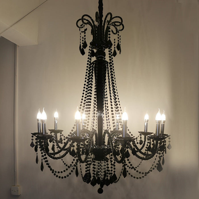 Black Palace Candle Crystal Chandelier - Rustic Modern Pendant Light, European Style