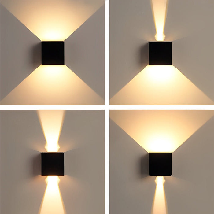 Square Up Down Light - Black Exterior Porch Sconce, LED Wall Lamp for Entryway
