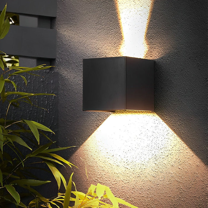 Square Up Down Light - Black Exterior Porch Sconce, LED Wall Lamp for Entryway