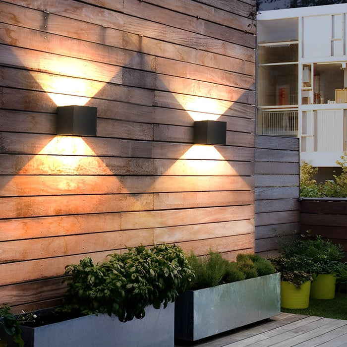 Square Up Down Light - Black Exterior Porch Sconce, LED Wall Lamp for Entryway