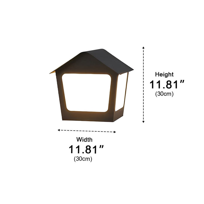 Black Waterproof Solar House Outdoor Post Light - Modern Minimalist Garden / Yard / Patio Lighting