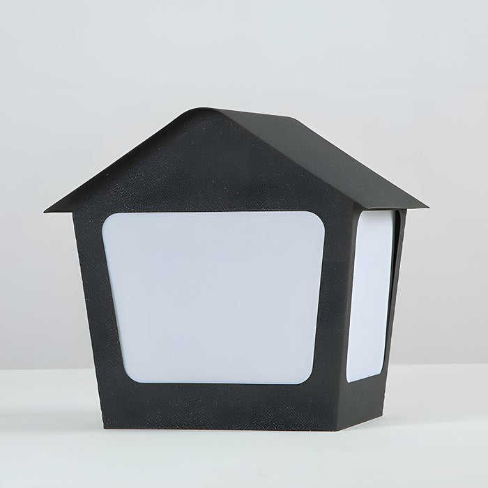 Black Waterproof Solar House Outdoor Post Light - Modern Minimalist Garden / Yard / Patio Lighting